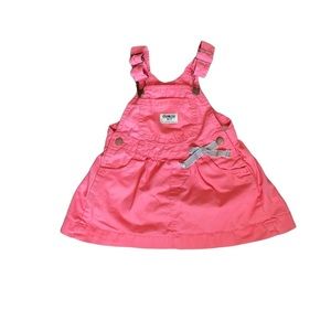 5/$15 OshKosh B’Gosh Girls Coral Pink Overall Dress 24M